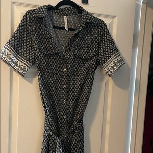 Collection NY Black and White Geometric Midi Dress